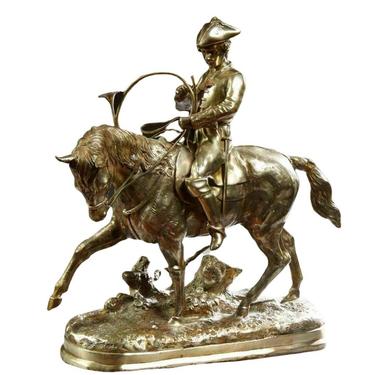 Bronze Sculpture, After Antoine Louis Barye (1796-1875) "The Leader of the Hunt"