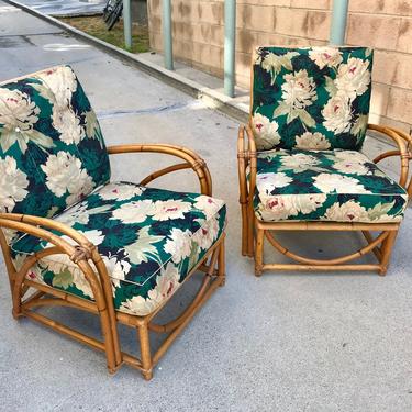 Pair of Vintage Rattan Lounge Chairs (Los Angeles) 