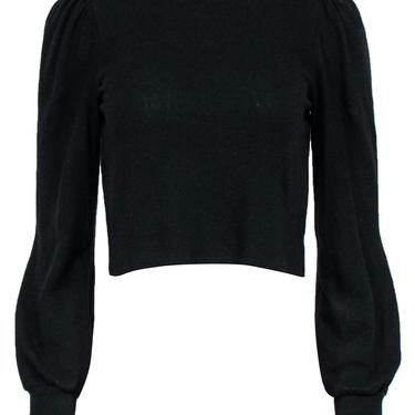 Reformation - Black Puff Sleeve Cropped Mock Neck Sweater Sz M