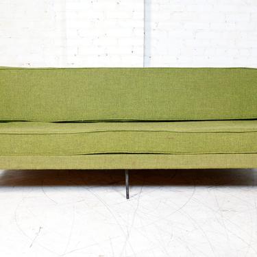 Vintage mcm Eames style steel rod green sofa / daybed | Free delivery in NYC and Hudson Valley areas 