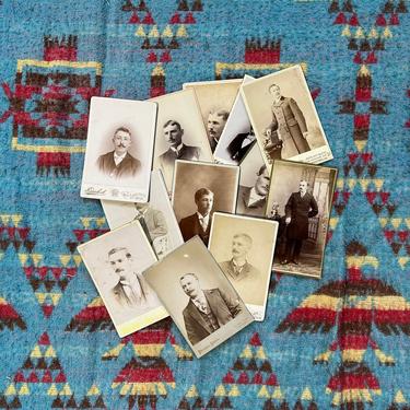 12 Antique Studio Cabinet Cards Mustachioed Men Photo Lot 