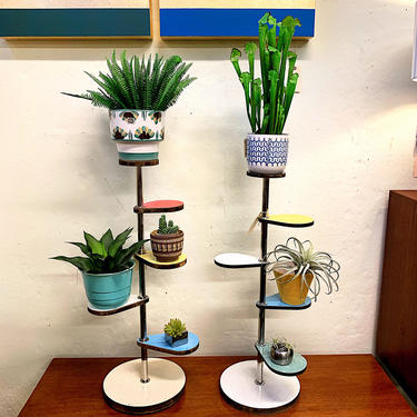 Colorful MidCentury Plant Stands	