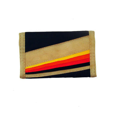 Small Nylon Wallet Vintage 1980s Rainbow Mini Tiny Tan Black Rainbow Small Keychain 