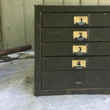 rare vintage WWII United States Navy parts 5 drawer parts toolbox 