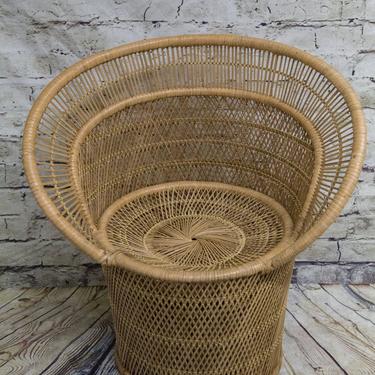 SHIPPING NOT FREE!!! Vintage Wicker Barrel Chair 