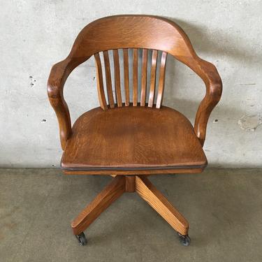 Vintage Oak Rolling Office Chair