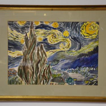 Starry Night Watercolor Painting 