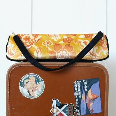 retro style floral tapestry purse • goldenrod yellow & sherbet orange shoulder bag • handmade Offhand Designs purse 