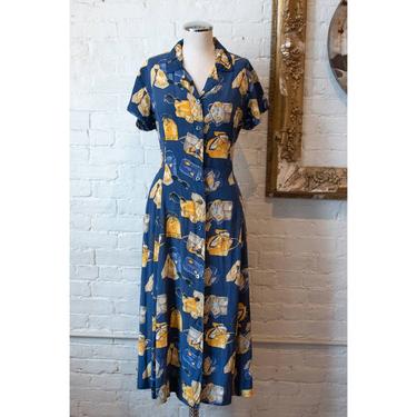 1990’s | Deluxe | Vintage Novelty Print Silk Dress 