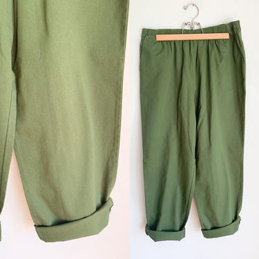 Vintage Olive Green Cotton Pants / L 