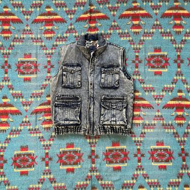 Vintage 1980s ‘In Crowd’ Acid Wash Denim Vest Jacket 