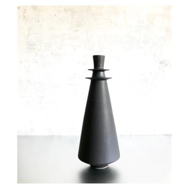 SHIPS NOW- 18&quot; tall Handmade Stoneware Ceramic Flanged Reactor Vase in Slate Matte by Sara Paloma 