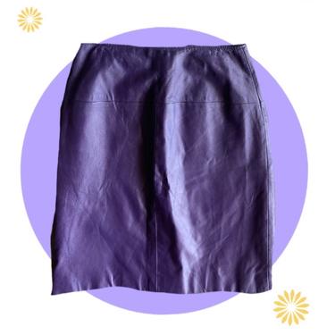 Purple Leather Midi Skirt