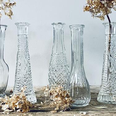 Vintage Clear Glass Bud Vases | Clear Vintage Vases | Antique Glass Vase |  Vintage Vases | Wedding Vases | Bridal | Mantel Display 