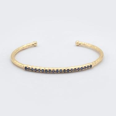 Gold &amp; Blue Sapphire Cuff Bracelet
