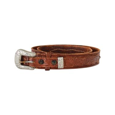 1940s/50s Tooled Leather Belt - 1950s Leather Belt - 40s Leather Belt - Vintage Leather Belt - 30 Inch Waist Belt - Vintage Belt - 50s Belt 