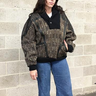 Vintage Sweater Retro 1980s Deadstock + First Class Sensations + Size XL + Pullover + Shawl Collar + Dad Sweater + Unisex Apparel 