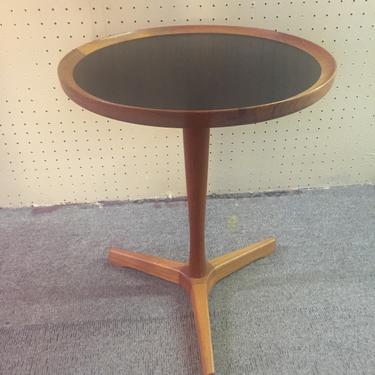 Hans Andersen Teak and Black Laminated Top Round Cocktail/End Table