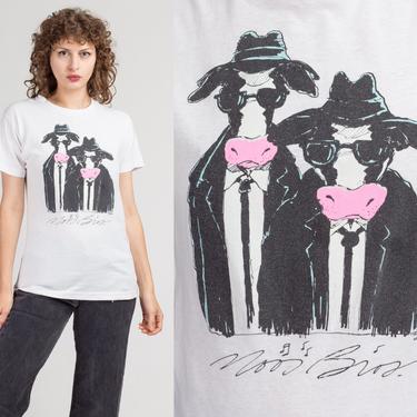 80s &quot;The Moos Brothers&quot; T Shirt - Medium | Vintage Blues Brothers Cow Print Graphic Movie Tee 