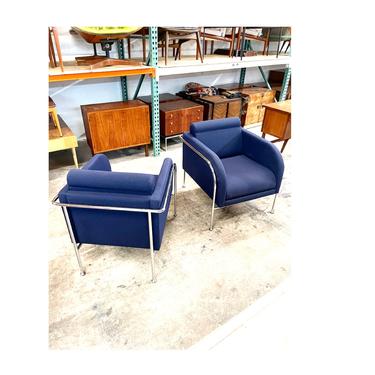 Danish Chrome Tubular Lounge Chairs by Friis &amp; Moltke 