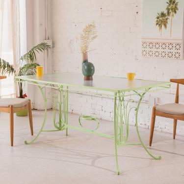 Pistachio Green Hollywood Regency Dining Table