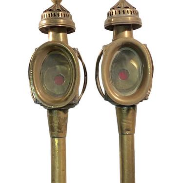 Pair of 19th Century Brass Carriage Lanterns