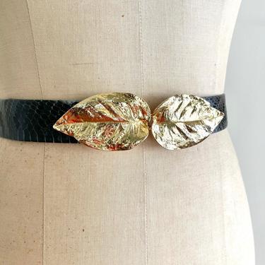 1980s Mimi Di N Gold Leaf Buckle Belt 