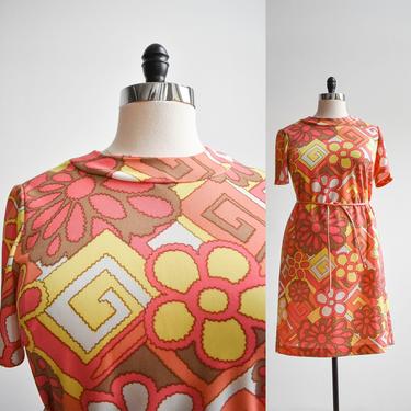 1960s Flower Power Mod Dress 