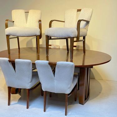 Paul Frankl 7 Piece Dining Set - Round Table with 2 Leaves 