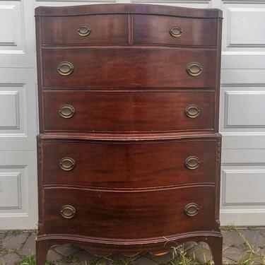 CUSTOMIZABLE, Vintage Federal Style Highboy Dresser, Chest of Drawers, Antique Dresser, Bow Front Dresser, Free NYC Delivery 