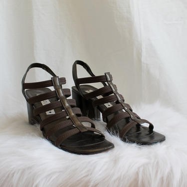 Vintage Cage Heels / Size 9.5 / Pumps / 90's Fashion / 80's Fashion/ Vintage Donald J. Pliner/ Shoes /Bronze Heels 