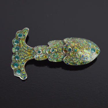 Margot de Taxco Mexican Sterling Silver Enamel Articulated Fish Pin Brooch 