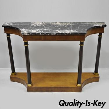 French Empire Style Marble Top Console Hall Table w/ Columns by Fine Arts Furn.