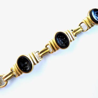 Ben Amun Black Glass Intaglio Bracelet 