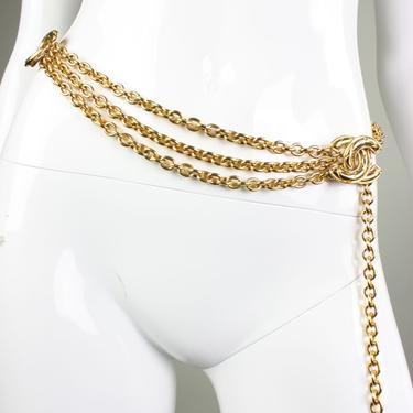 Needs Photo Chanel Belt Gold Toned Multi Strand Chain with Interlocking C's Logo