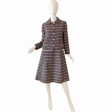 60s Marissa Mod Dress Set / Vintage Robinsons California Embroidered Tapestry Jacket Dress Suit Medium 