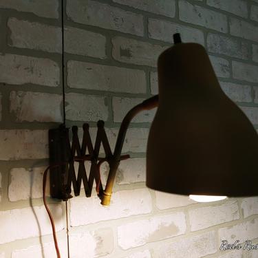 Vintage Army Green Accordian Wall Lamp 