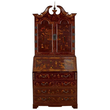 English George III Style Chinoiserie Lacquered Secretaire by ErinLaneEstate