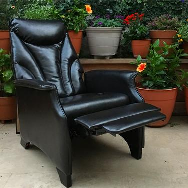 black vinyl recliner chair