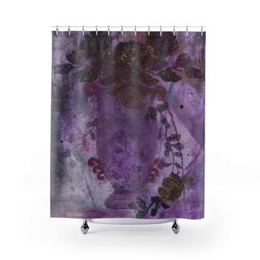 Shower Curtain Flowers Bathroom ~ Art Shower Curtain ~ Flower Shower Curtain ~ Flower Bath Decor ~ Purple Bath Shower Curtain ~ Original Art 