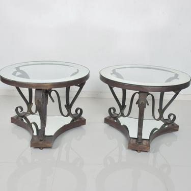 Midcentury Mexican Modernist ARTURO PANI Bronze Iron Side Tables 