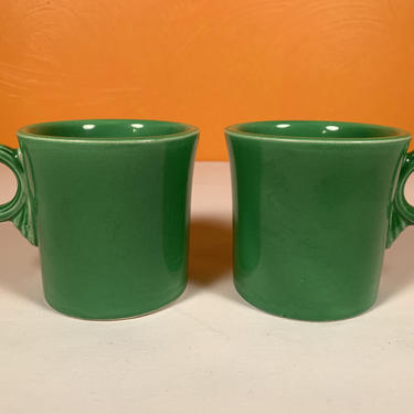 Pair of Fiesta Medium Green (Older) Tom and Jerry Mugs 