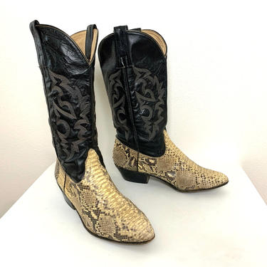 Vintage Women's SNAKESKIN Cowboy Boots ~ size 7 ~ Western ~ Hippie / Boho ~ Rockabilly 
