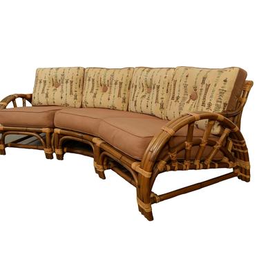 Bamboo and Rattan Modular Sofa made by Calif Asia Pretzel Arms Mid Century Modern 