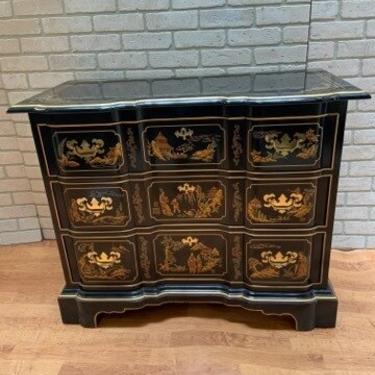 Chinoiserie Style Drexel Painted Three Drawer Dresser and Mirror