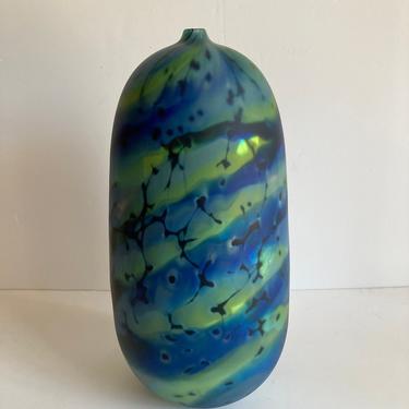 Modern Blue Green Vase Handblown Vase 