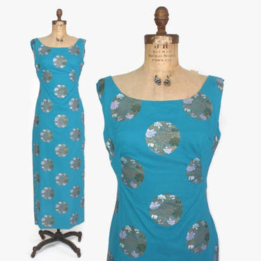 Vintage 60s HAWAIIAN DRESS / 1960s Metallic Asian Print Maxi Sun Dress M 