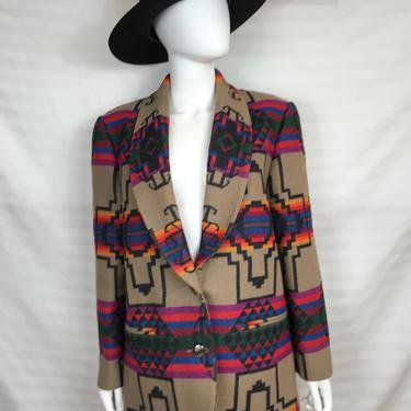 Vtg Pendleton rainbow print blazer jacket coat M 