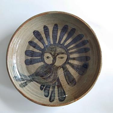 The Enchanted Owl Inuit Ceramic Pottery Low Bowl Mid Century Modern 