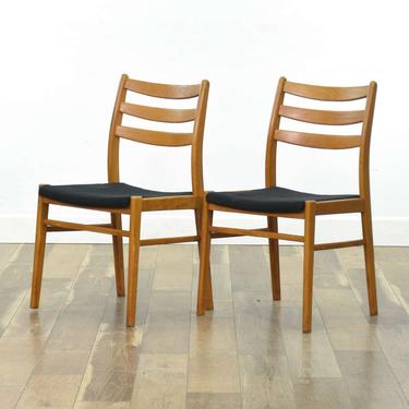 Danish Modern Ladder Back Maple Dining Chairs